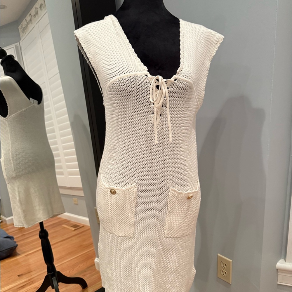 NWT J.Crew Pointelle Lace-Up Sweater Dress - Picture 5 of 6